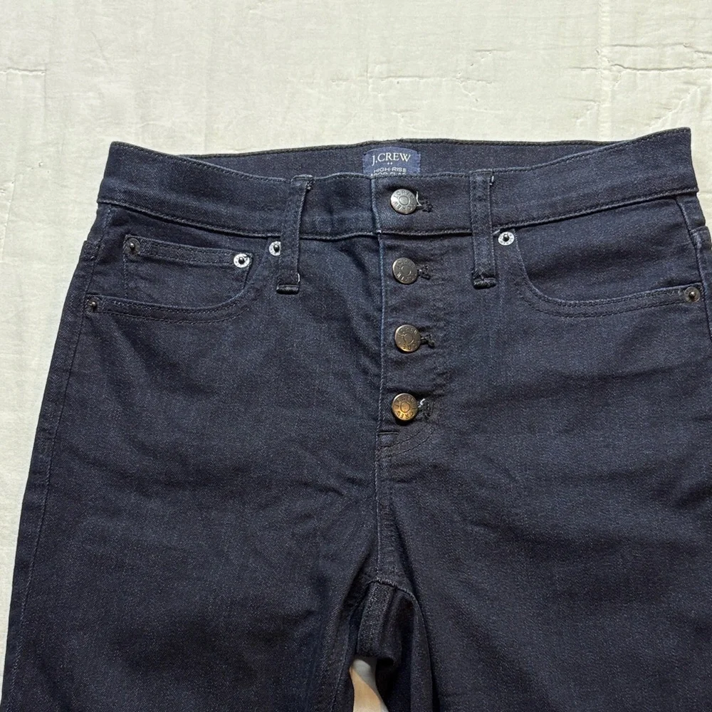 J.Crew High-Rise 90s Style Button-Fly Dark Wash Raw Hem Denim Jeans Size‎ 26
